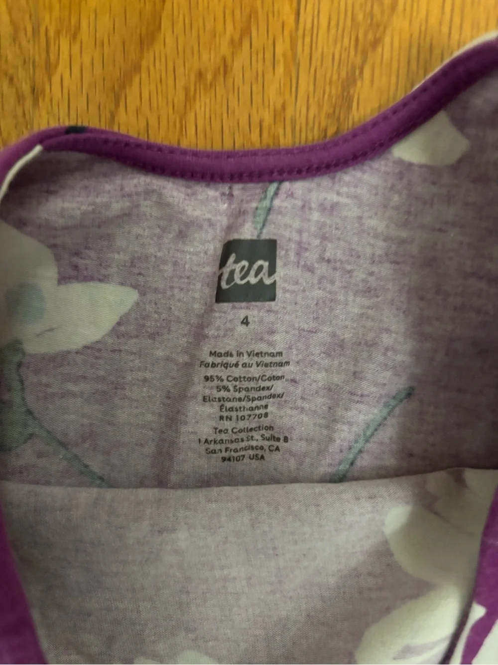 Tea Girls Size 4 Purple Floral Long-Sleeve Twirl Dress